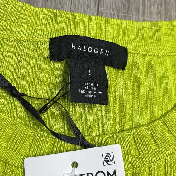 HALOGEN Green Sorbet Sleeveless Peplum Ribbed Sweater Blouse Women’s - Picture 3 of 10